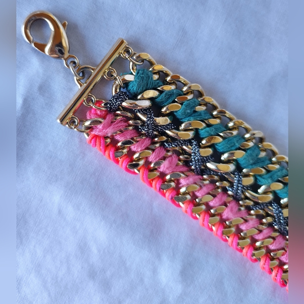 Victoria's Secret Multi-Color Woven Gold Bracelet! - Picture 2 of 6